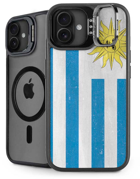 Uraguay Flag Distressed iPhone 16 Plus Kickstand Case