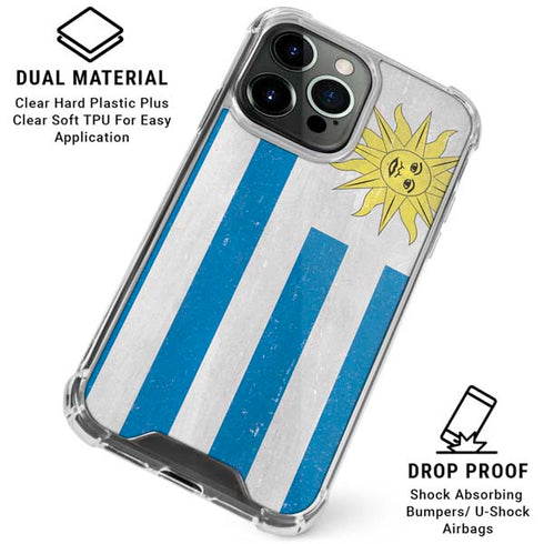 Uraguay Flag Distressed iPhone 16 Pro Max Clear Case
