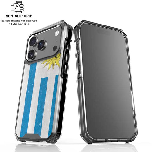 Uraguay Flag Distressed iPhone 18 Pro Clear Case
