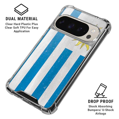 Uraguay Flag Distressed Pixel 9 Pro XL Clear Case