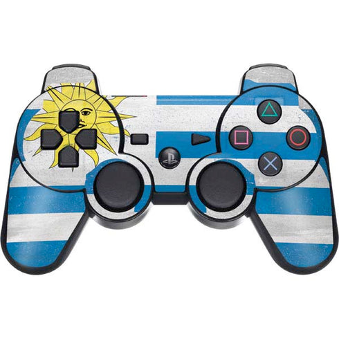 Uraguay Flag Distressed PS3 Dual Shock wireless controller Skin