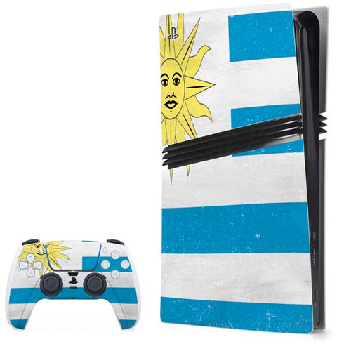 Uraguay Flag Distressed PS5 Pro Bundle Skin
