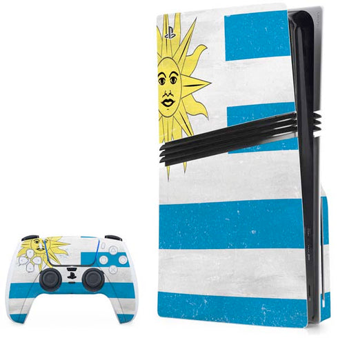 Uraguay Flag Distressed PS5 Pro Disk Bundle Skin