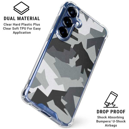 Urban Camouflage Black Galaxy S25 Clear Case