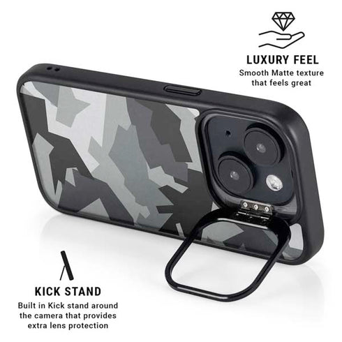 Urban Camouflage Black iPhone 15 Kickstand Case