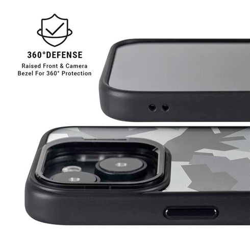 Urban Camouflage Black iPhone 15 Kickstand Case