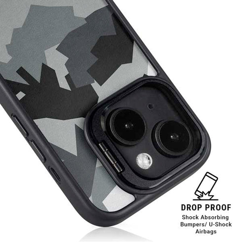 Urban Camouflage Black iPhone 15 Kickstand Case