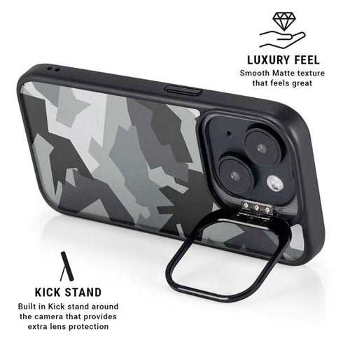 Urban Camouflage Black iPhone 15 Plus Kickstand Case
