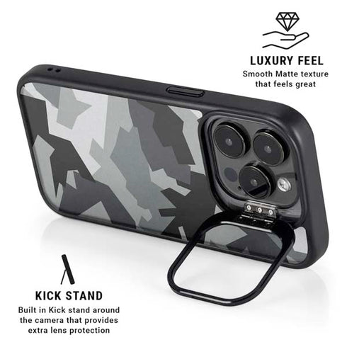 Urban Camouflage Black iPhone 15 Pro Kickstand Case