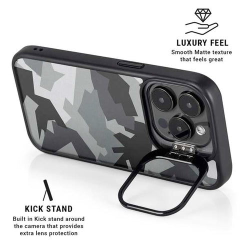 Urban Camouflage Black iPhone 15 Pro Max Kickstand Case