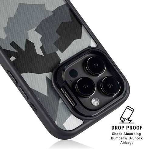 Urban Camouflage Black iPhone 15 Pro Max Kickstand Case