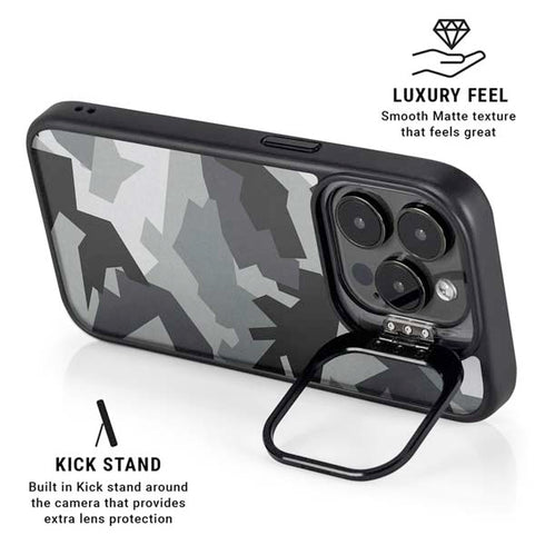 Urban Camouflage Black iPhone 16 Pro Kickstand Case