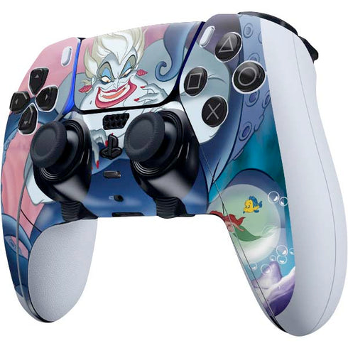 Disney Villains Ursula Ariel and Flounder PS5 DualSense Edge Pro Controller Skin