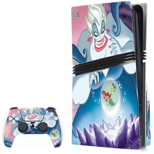 Disney Villains Ursula Ariel and Flounder PS5 Pro Disk Bundle Skin