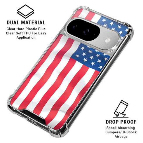 USA Flag Google Pixel 10 Clear Case