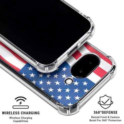 USA Flag Google Pixel 9a Clear Case