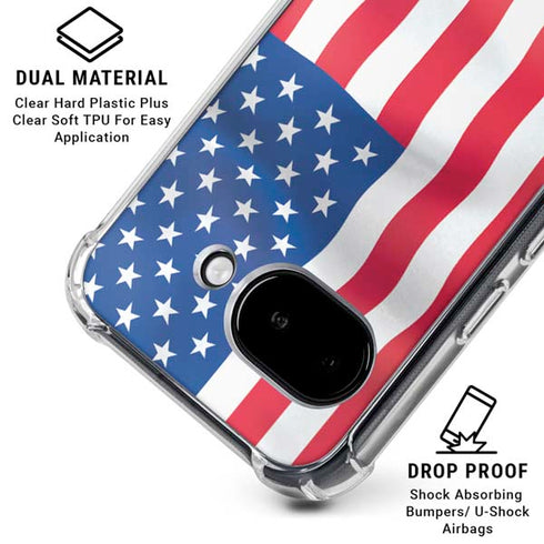 USA Flag Google Pixel 9a Clear Case