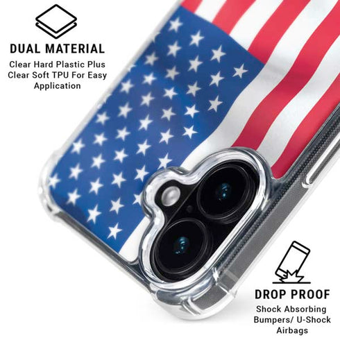USA Flag iPhone 16 Clear Case