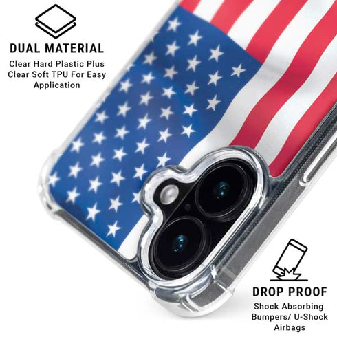 USA Flag iPhone 16 Plus Clear Case