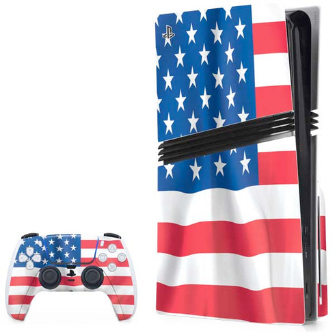 USA Flag PS5 Pro Disk Bundle Skin