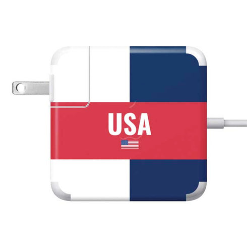 USA Flag Color Block 85W Power Adapter (15 and 17 inch MacBook Pro Charger) Skin
