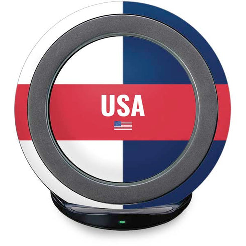 USA Flag Color Block Fast Charge Wireless Charging Stand Skin