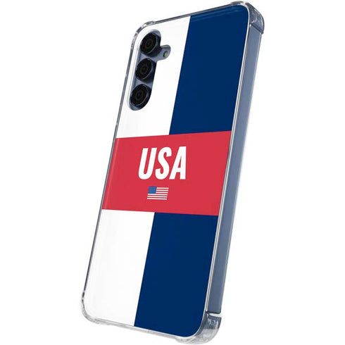 USA Flag Color Block Galaxy A55 5G Clear Case