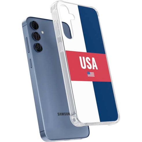 USA Flag Color Block Galaxy A55 5G Clear Case