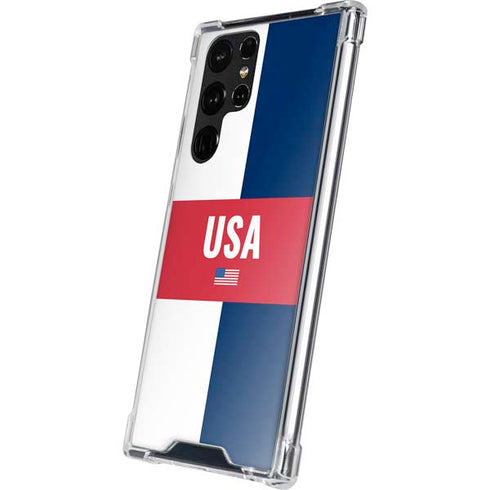 USA Flag Color Block Galaxy S23 Ultra Clear Case