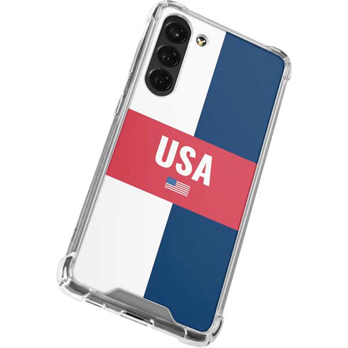 USA Flag Color Block Galaxy S24 FE Clear Case