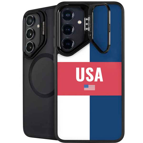 USA Flag Color Block Galaxy S25 Kickstand Case