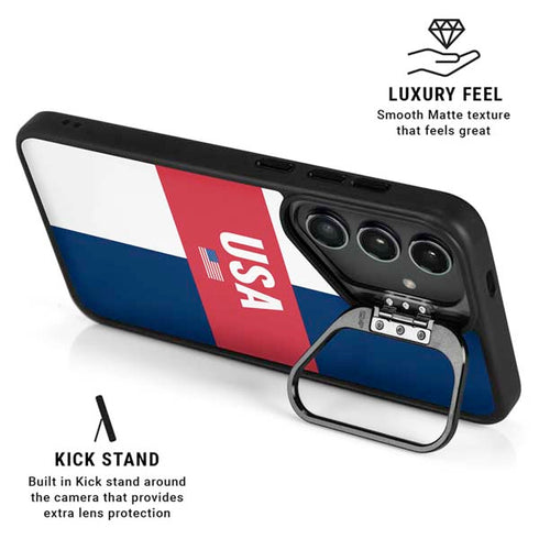USA Flag Color Block Galaxy S25 Kickstand Case