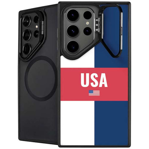 USA Flag Color Block Galaxy S25 Ultra Kickstand Case