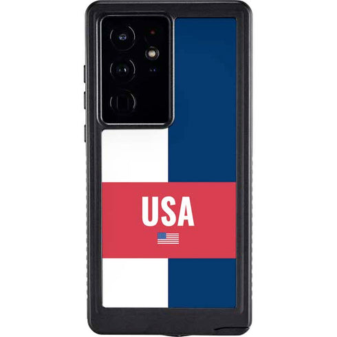 USA Flag Color Block Galaxy S24 Ultra Waterproof Case