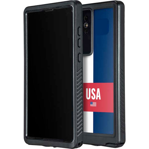 USA Flag Color Block Galaxy S24 Ultra Waterproof Case