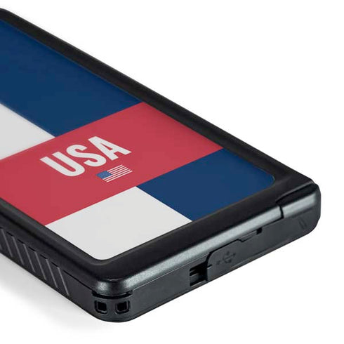 USA Flag Color Block Galaxy S24 Ultra Waterproof Case