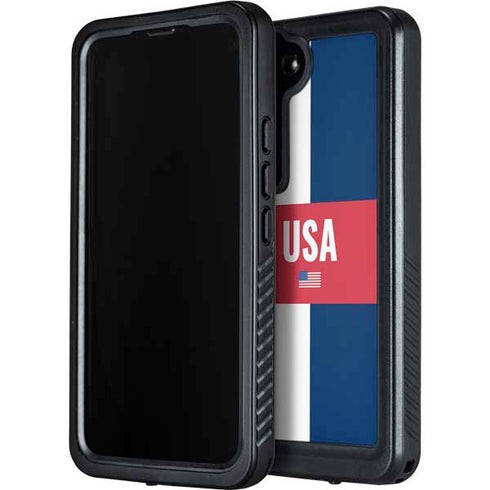 USA Flag Color Block Galaxy S24 Waterproof Case