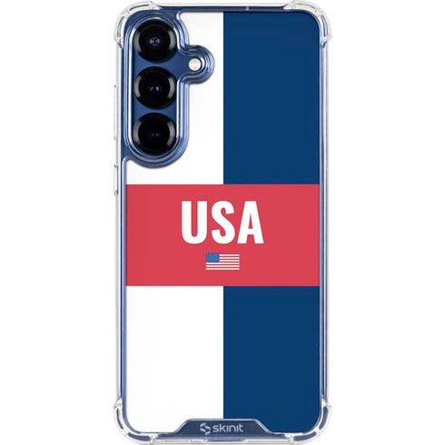USA Flag Color Block Galaxy S25 Plus Clear Case