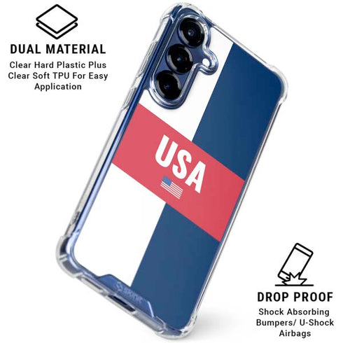 USA Flag Color Block Galaxy S25 Plus Clear Case