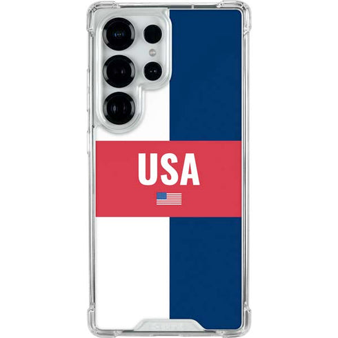 USA Flag Color Block Galaxy S25 Ultra Clear Case
