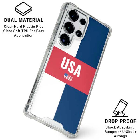 USA Flag Color Block Galaxy S25 Ultra Clear Case