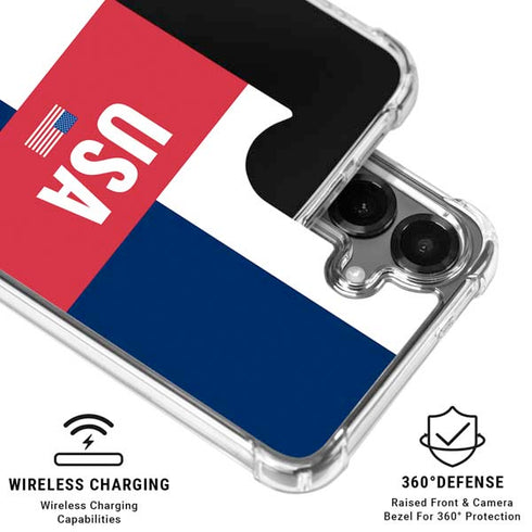 USA Flag Color Block Galaxy S26 Clear Case