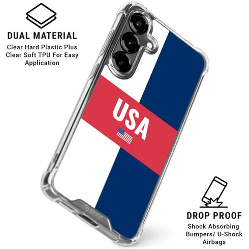 USA Flag Color Block Galaxy S26 Plus Clear Case
