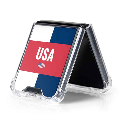 USA Flag Color Block Galaxy Z Flip5 5G Clear Case