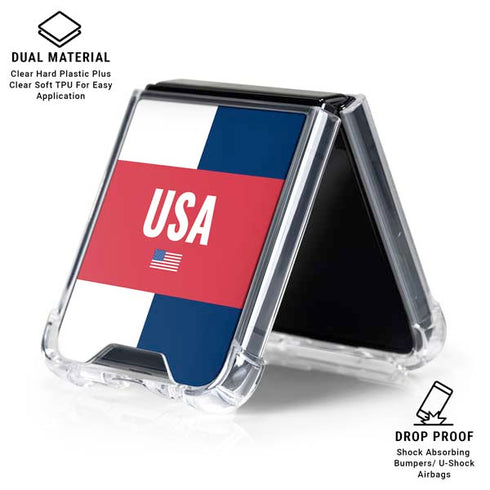 USA Flag Color Block Galaxy Z Flip6 Clear Case