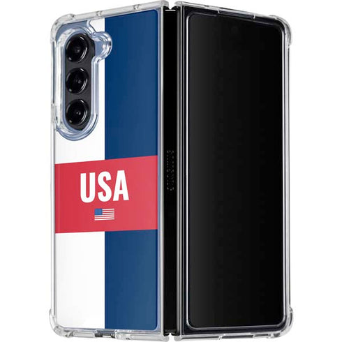 USA Flag Color Block Galaxy Z Fold5 5G Clear Case