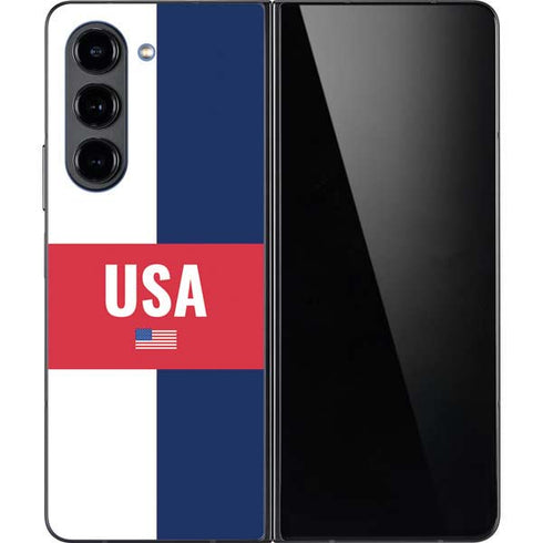 USA Flag Color Block Galaxy Z Fold5 5G Skin