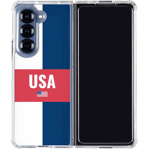 USA Flag Color Block Galaxy Z Fold6 Clear Case
