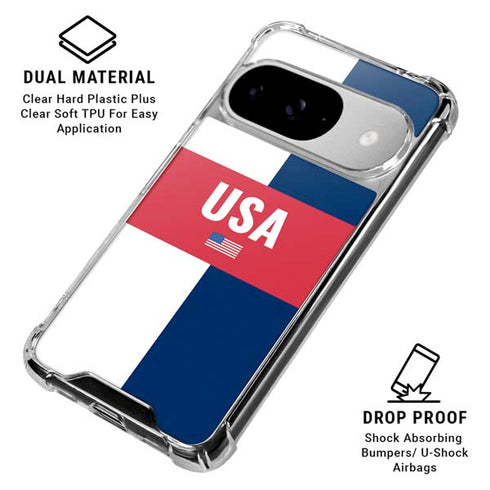 USA Flag Color Block Google Pixel 10 Clear Case