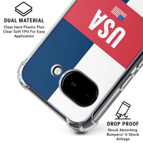 USA Flag Color Block Google Pixel 9a Clear Case
